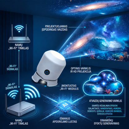 🧚‍♀️Paskutinė diena: 70 % nuolaida丨REBYIPO® naktinės šviesos projektorius — Išmanusis 5D holografinis žvaigždėto dangaus ir vandenyno projektorius 🌠