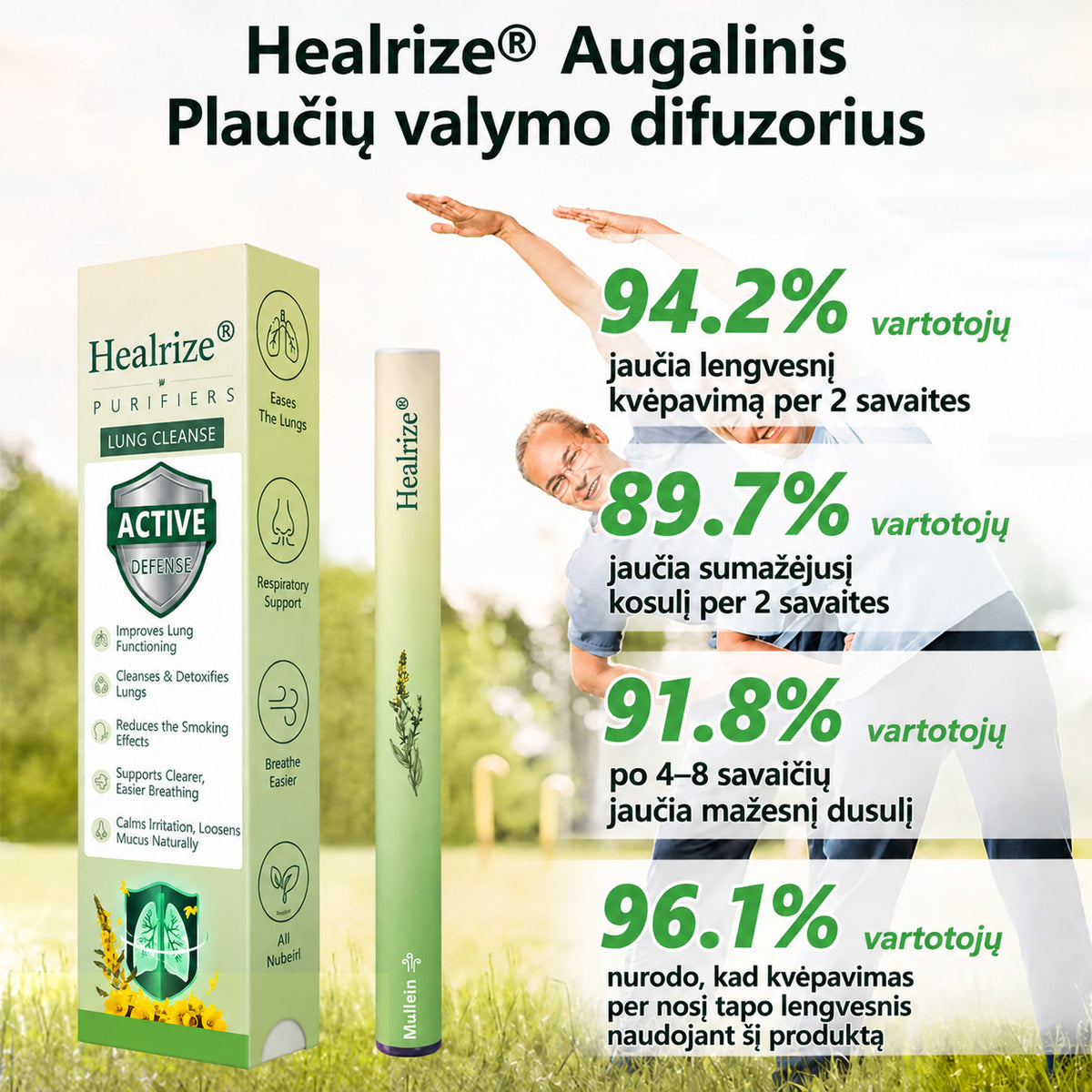 🎾 【Oficiali internetinė parduotuvė】Healrize® Vaistažolių gysločio plaučius valantis ir kvėpavimą lengvinantis inhaliatorius 🌿 (Kosulio malšinimas, gleivių skiedimas, dusulys ir rūkalių plaučių priežiūra) 🚚 Yra sandėlyje