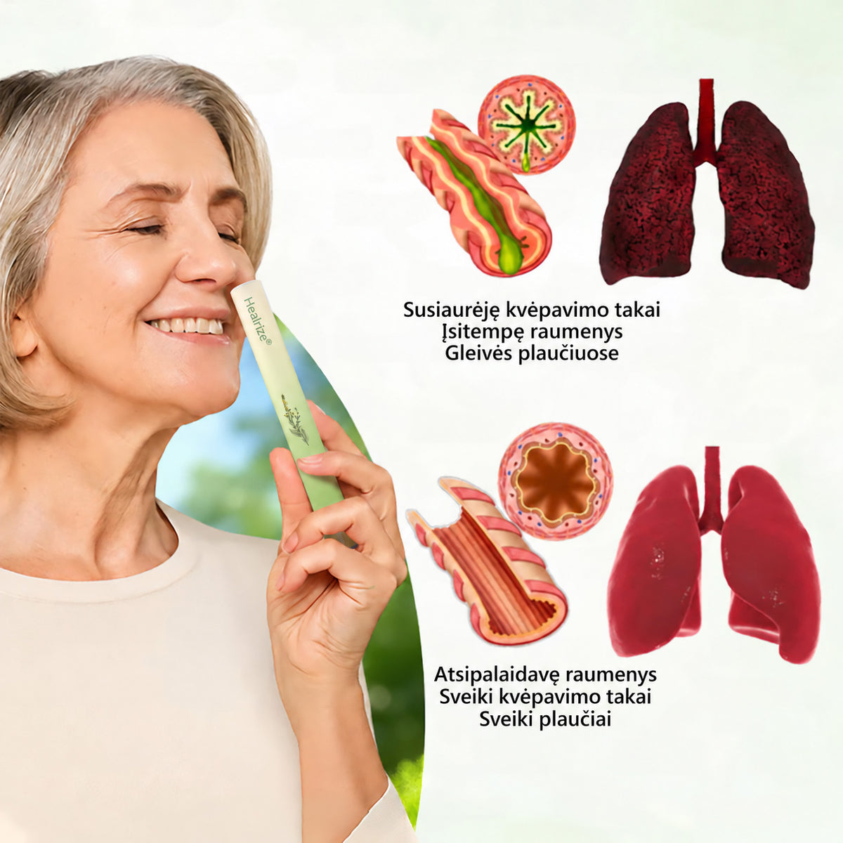 🎾 【Oficiali internetinė parduotuvė】Healrize® Vaistažolių gysločio plaučius valantis ir kvėpavimą lengvinantis inhaliatorius 🌿 (Kosulio malšinimas, gleivių skiedimas, dusulys ir rūkalių plaučių priežiūra) 🚚 Yra sandėlyje