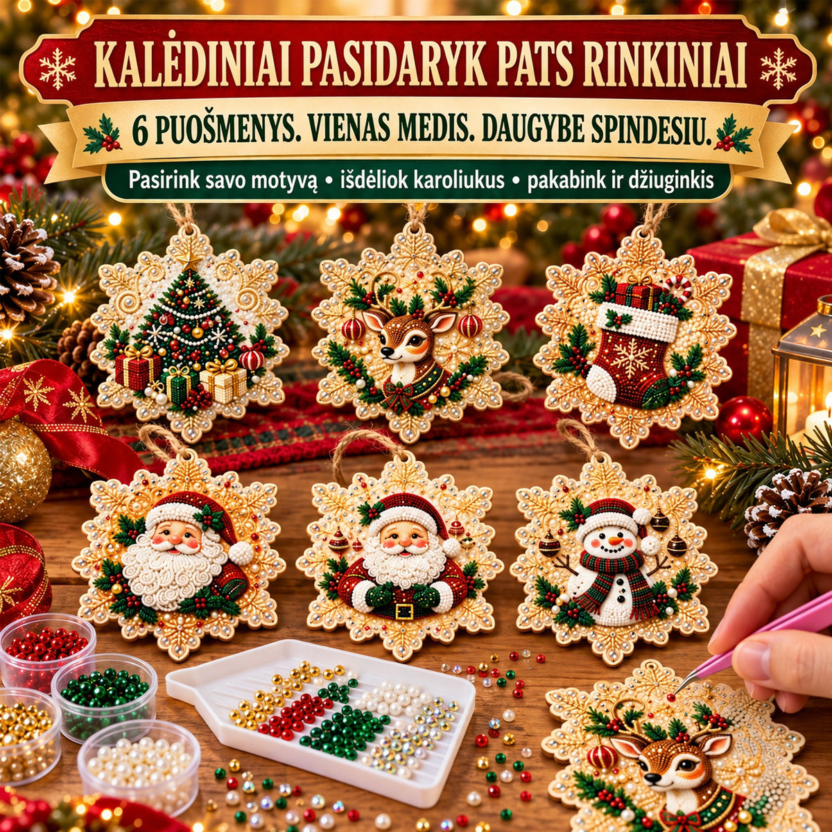 Toaimer®🎄🎅✨ Blizgantys kalėdiniai DIY papuošimai – 6 vnt. rinkinys🐟3️⃣