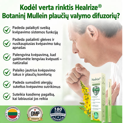 🎾 【Oficiali internetinė parduotuvė】Healrize® Vaistažolių gysločio plaučius valantis ir kvėpavimą lengvinantis inhaliatorius 🌿 (Kosulio malšinimas, gleivių skiedimas, dusulys ir rūkalių plaučių priežiūra) 🚚 Yra sandėlyje