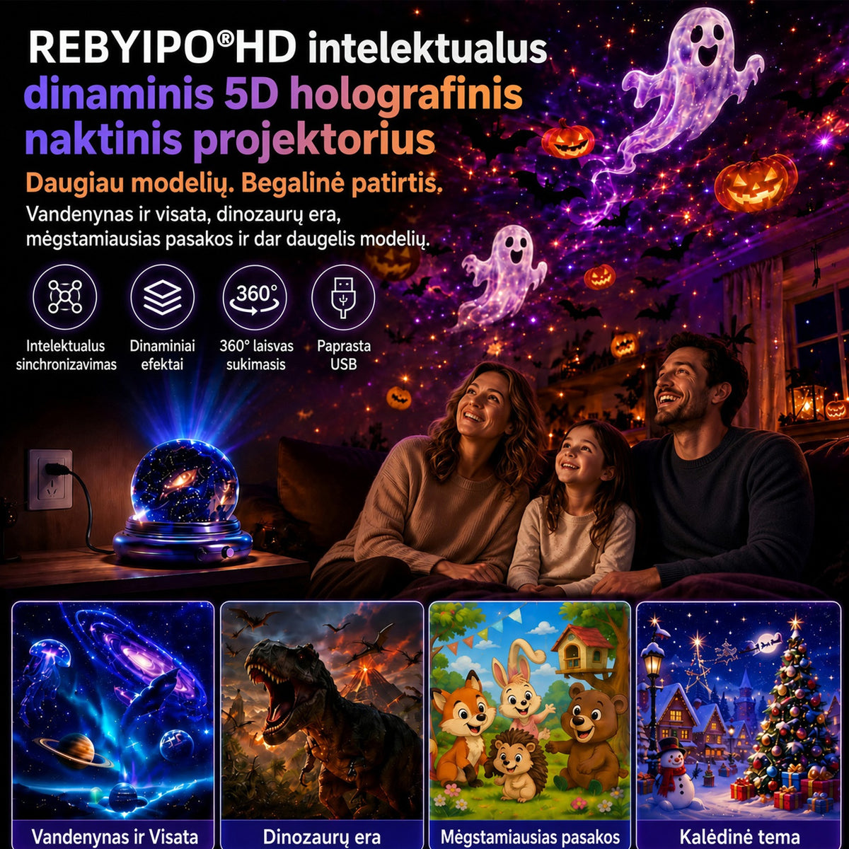 🐻‍❄️ Užsisakykite šiandien ir sutaupykite 𝟓𝟎%丨 REBYIPO® naktinės šviesos projektorius