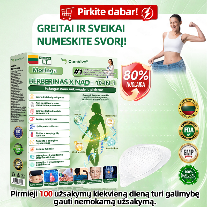 Curevivo® Official | 🕹️Revoliuciniai 10-in-1 Nano pleistrai su Moringa ir Berberinu 🇺🇸 Matomi rezultatai per 7 dienas! ✅ Efektyvus sprendimas: svorio kontrolė, odos stangrinimas ir bendra sveikata.