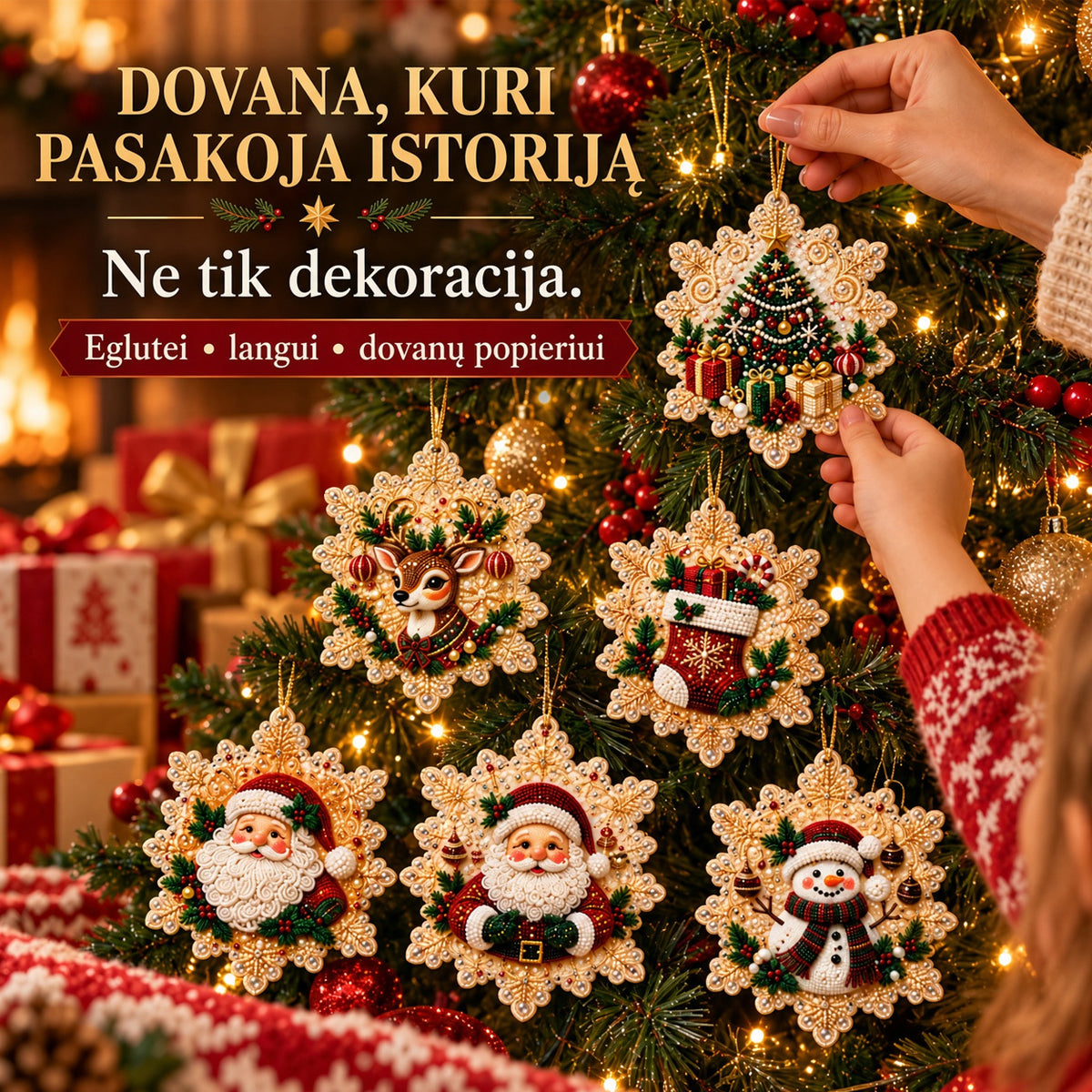 Toaimer®🎄🎅✨ Blizgantys kalėdiniai DIY papuošimai – 6 vnt. rinkinys🐟3️⃣