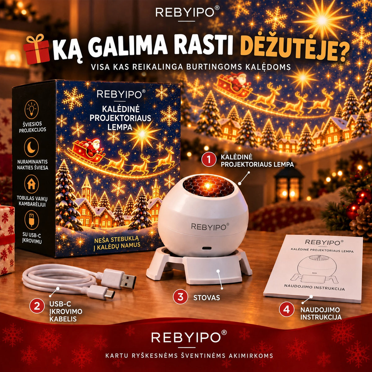 REBYIPO®🎄🎅🎁 Magiškos Kalėdų švieselės ✨ Įžiebkite šventės magiją🐟2️⃣