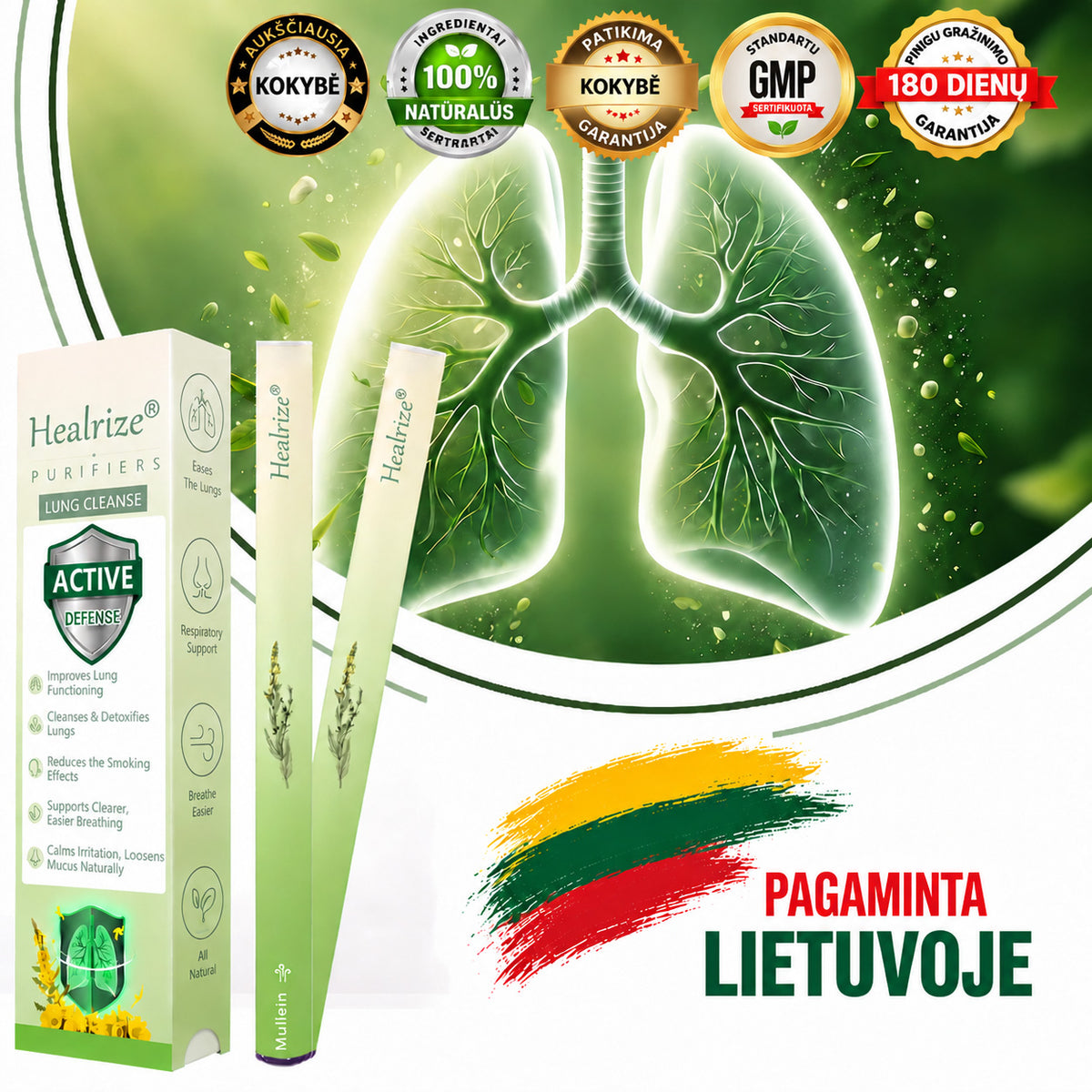 🎾 【Oficiali internetinė parduotuvė】Healrize® Vaistažolių gysločio plaučius valantis ir kvėpavimą lengvinantis inhaliatorius 🌿 (Kosulio malšinimas, gleivių skiedimas, dusulys ir rūkalių plaučių priežiūra) 🚚 Yra sandėlyje