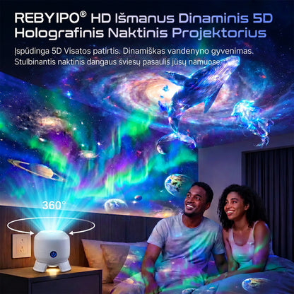 🧚‍♀️Paskutinė diena: 70 % nuolaida丨REBYIPO® naktinės šviesos projektorius — Išmanusis 5D holografinis žvaigždėto dangaus ir vandenyno projektorius 🌠