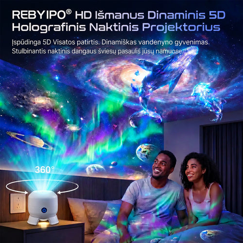 🧚‍♀️Paskutinė diena: 70 % nuolaida丨REBYIPO® naktinės šviesos projektorius — Išmanusis 5D holografinis žvaigždėto dangaus ir vandenyno projektorius 🌠